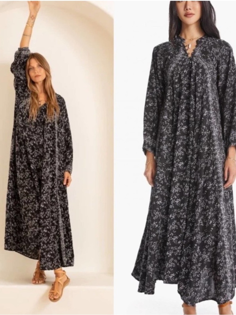 Natalie Martin Dress Fiore Button Down Silk Maxi in Bamboo Black Floral Print